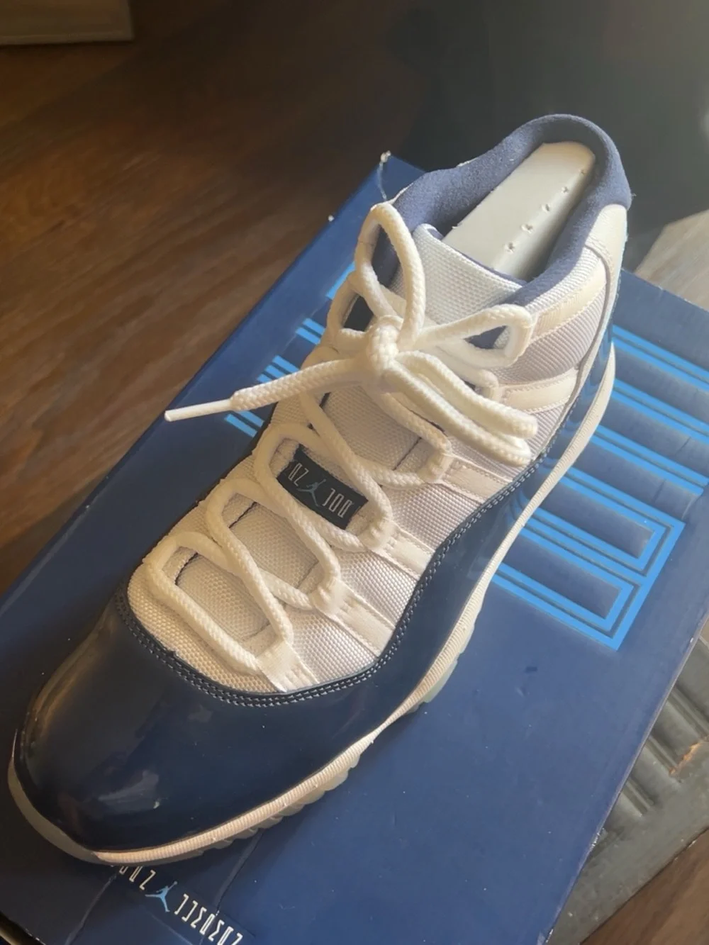 Jordan White and Navy Low-Top Sneakers
